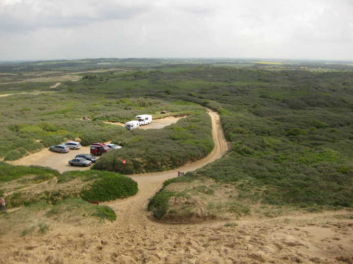 Ausblick auf den Parkplatz am Rubjerg Leuchtturm